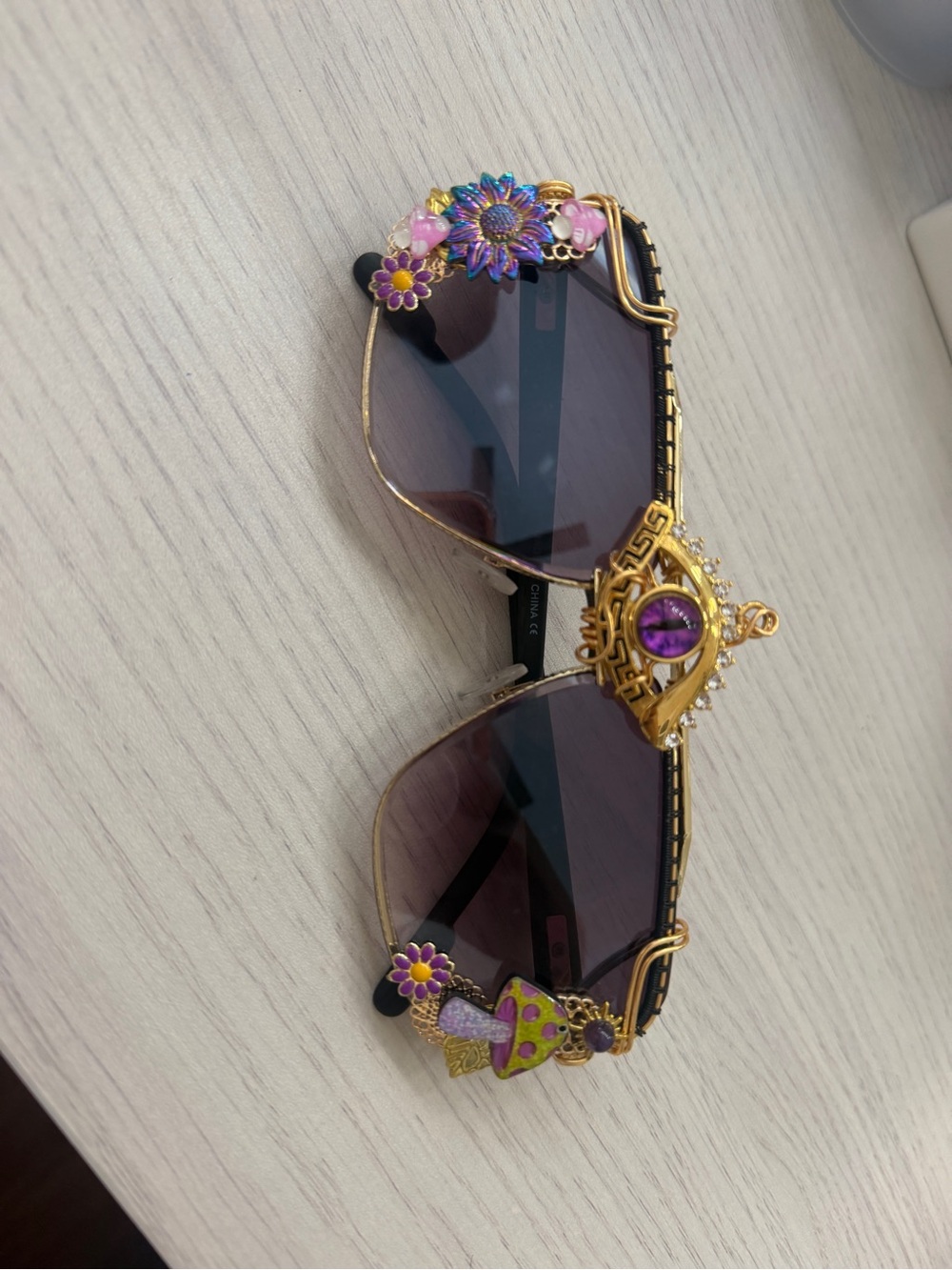 Women's Festival Sunglasses in Purple with Gold Accents (Handmade & Unique)